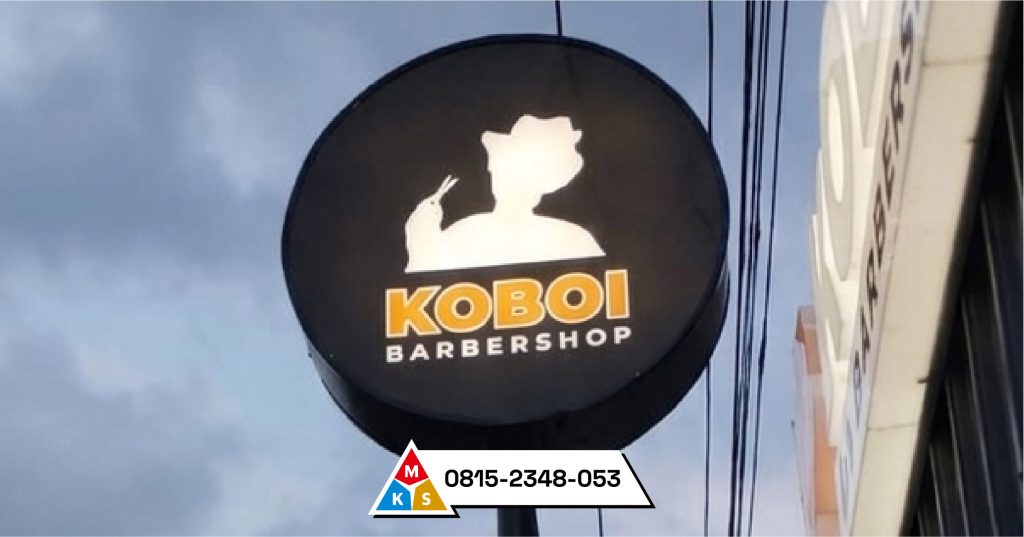 Neon box akrilik bulat dengan visual stiker cutitng